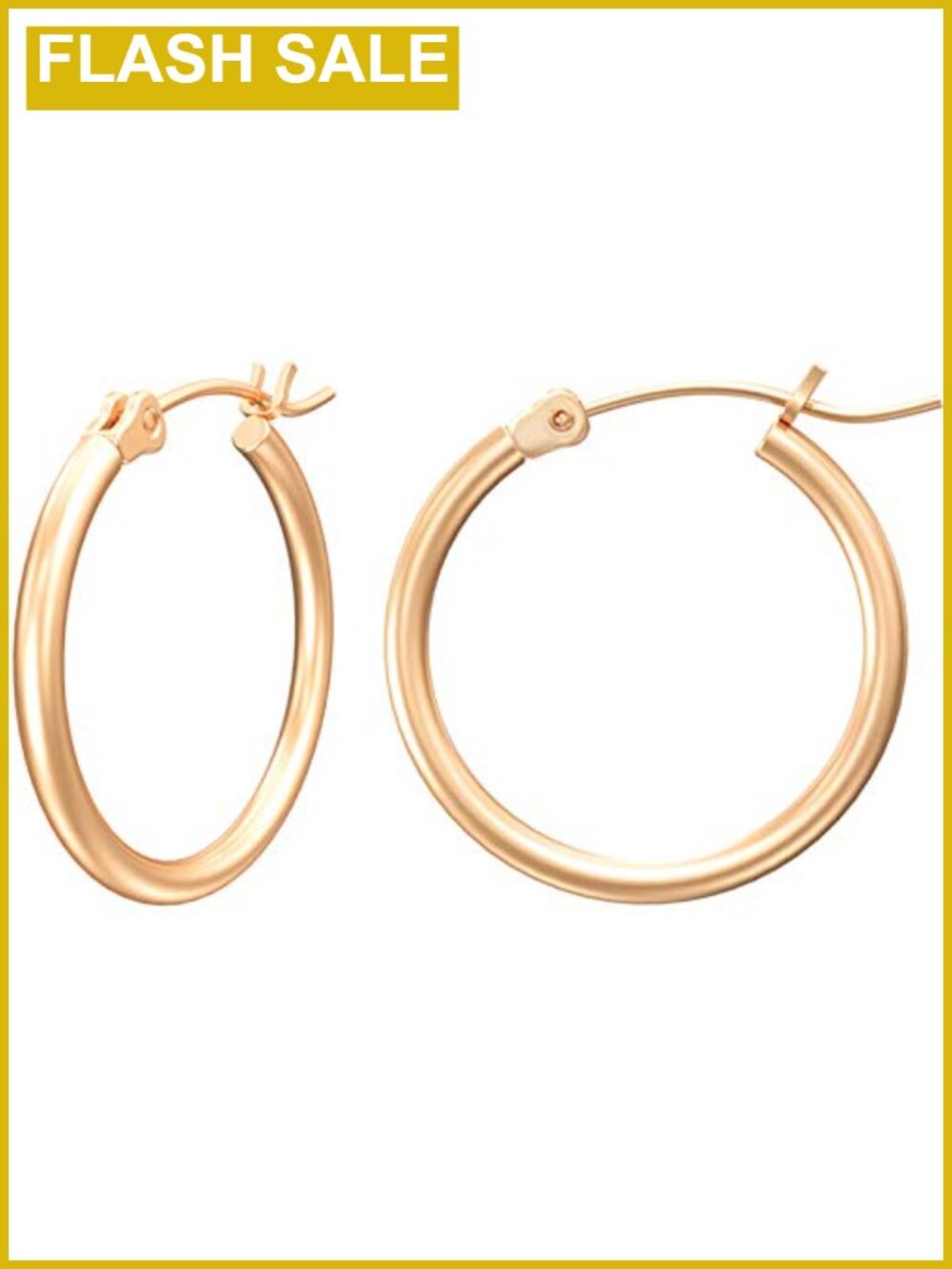 14K Rose Gold Plated Hoop Earrings Hypoallergenic Lightweight